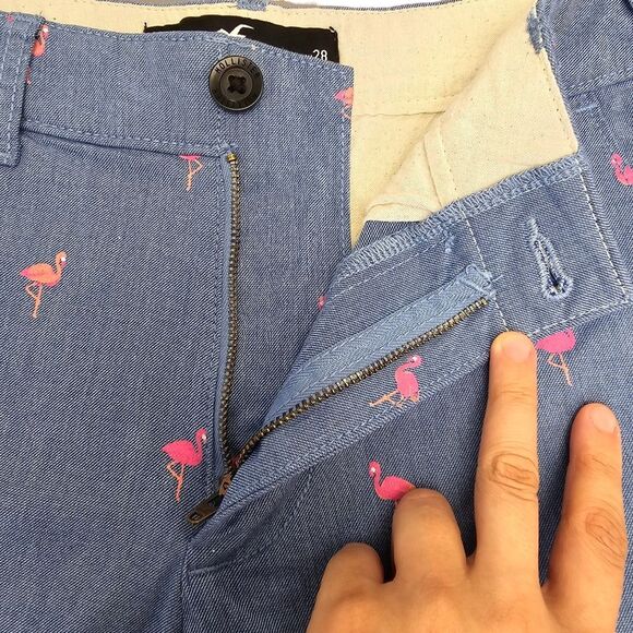 NWT Hollister Men's 28 Blue Pink Epic Flex Flamingo Flat Front Shorts 7" - Picture 6 of 15